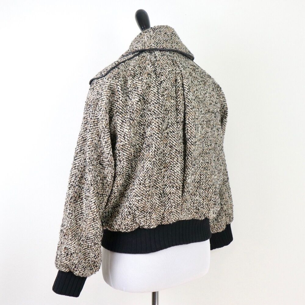 Joie Size S Reille Cotton Wool Blend Bomber Jacket Tweed Caviar Tan - Picture 4 of 11
